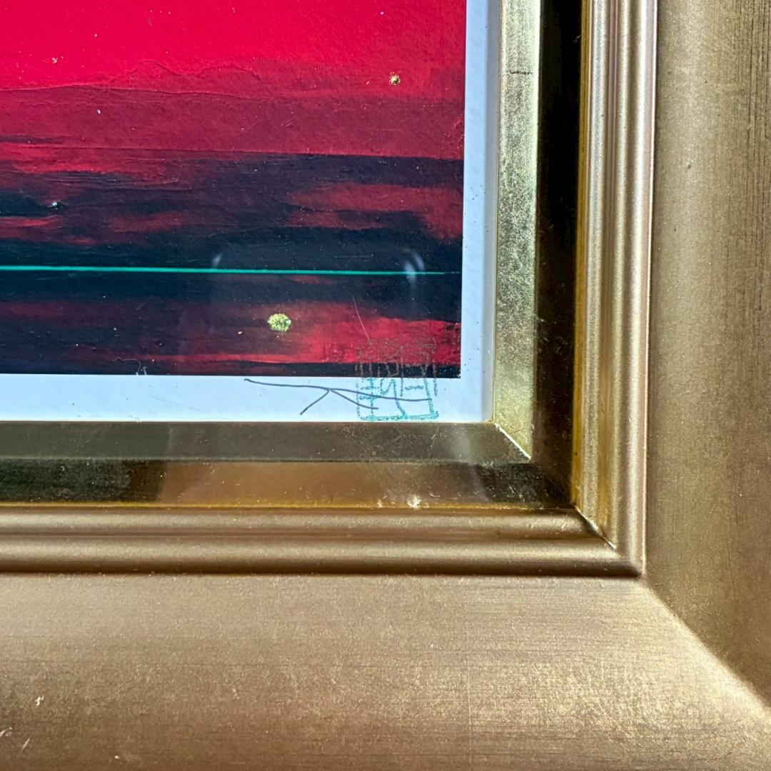 美品 小泉守邦「天空暁光日神」リトグラフ 直筆サイン入 古径額 ヒーリングアート