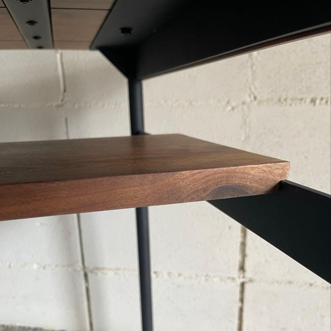 美品　unico ウニコ　ダイニングテーブル　ウォールナット無垢　棚付アイアン脚
