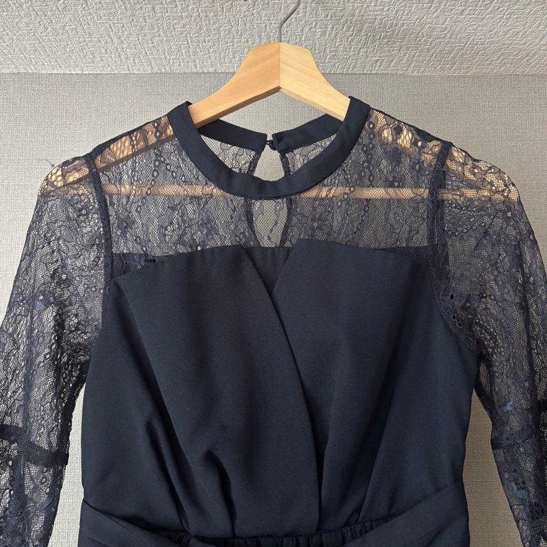 【niana】ビスチェ風ハイネックレース結婚式ワンピース