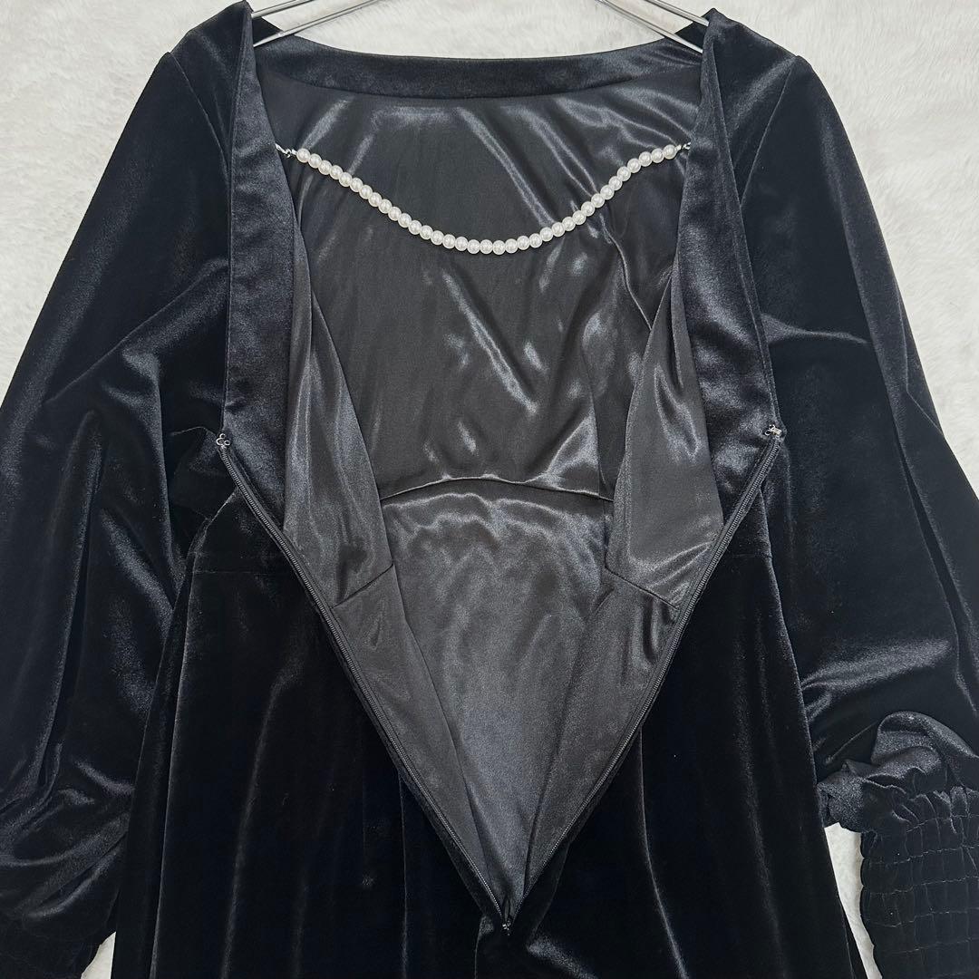 25AW 極美品✨Ameri アメリ バックオープン パール ベロアドレス S