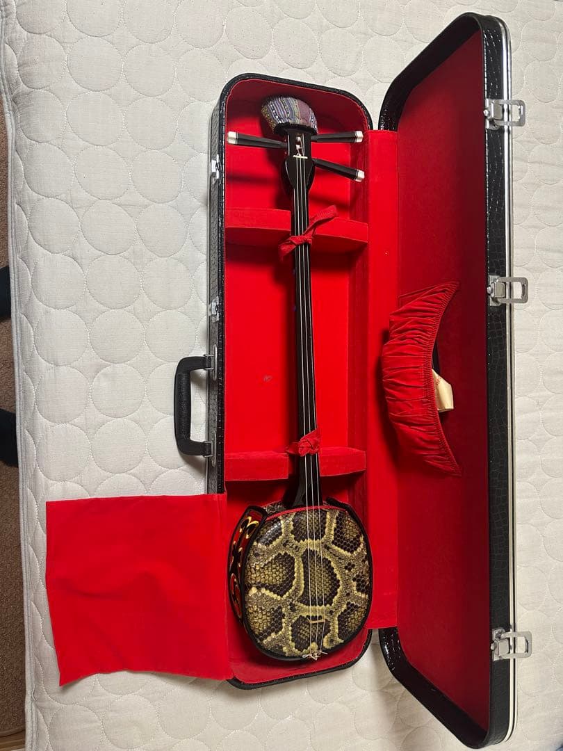 三線 本体 蛇の皮 ケース付き