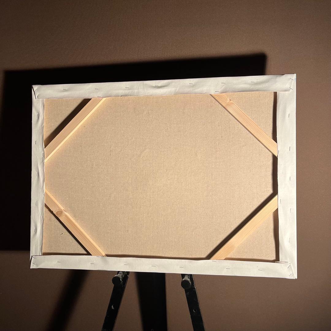 ★秀作★ 手書き油絵 スカイブルー 肉筆絵画 インテリア 油彩画