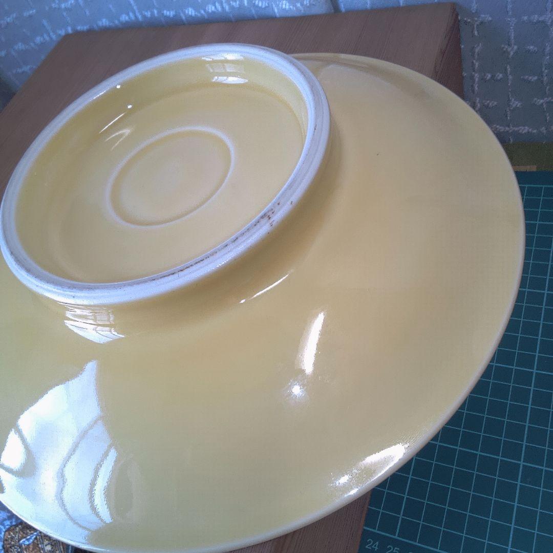 平安端祥 ？ 陶器製彫刻模様大皿 中古