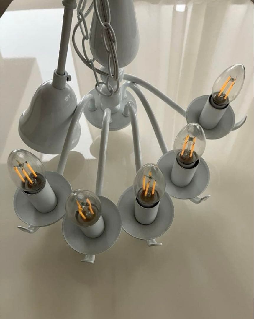 美品　フランフラン　シャンデリア　ホワイト　5灯　LED電球付き