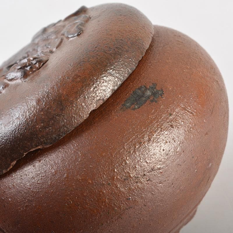 茶道具　備前焼　古備前　神獣蓮花文　盒子　書付箱　V　R7146