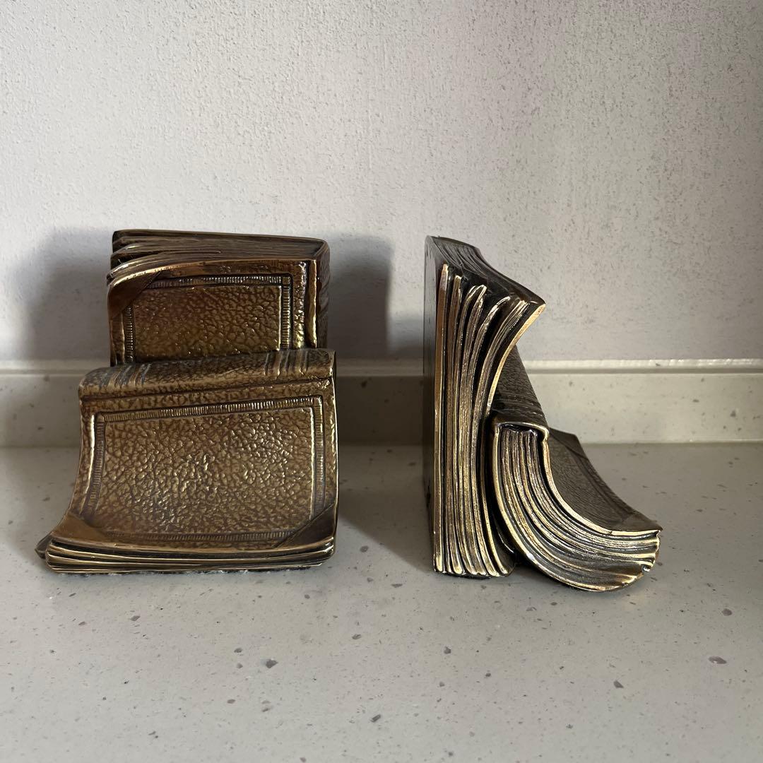 アンティーク　金属製ブックエンド 本型 ブロンズ色　アメリカ製