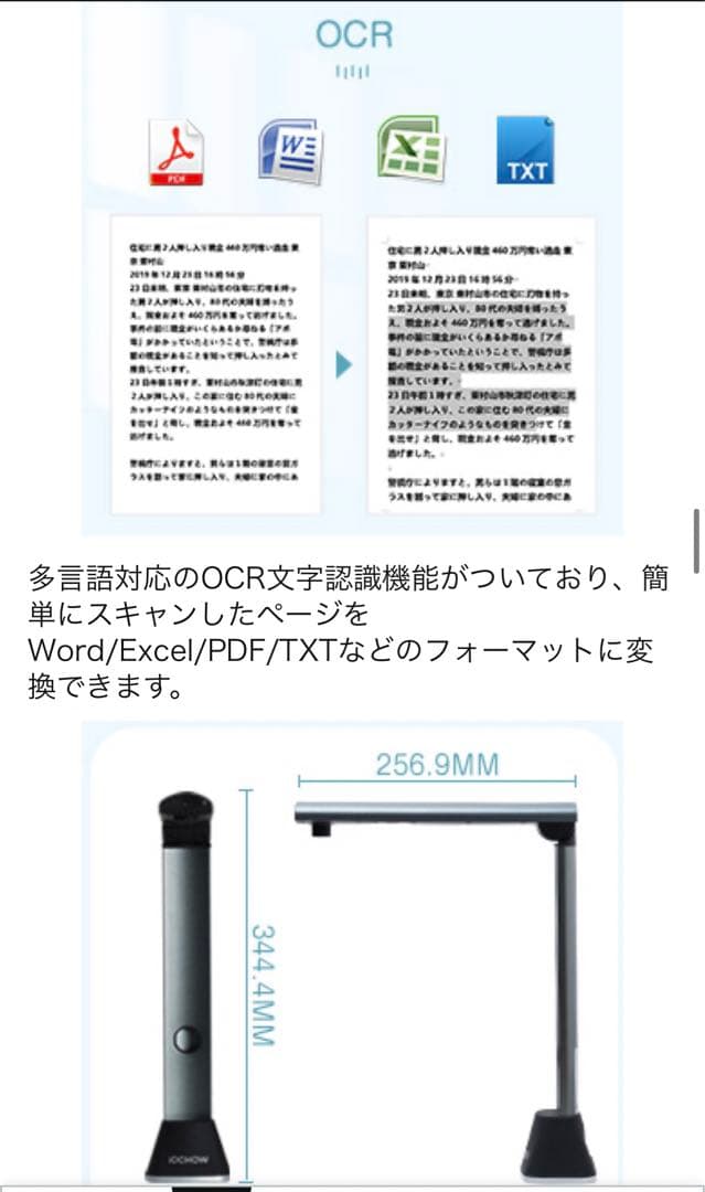 iOCHOW S3 ドキュメントスキャナー 1700万画素