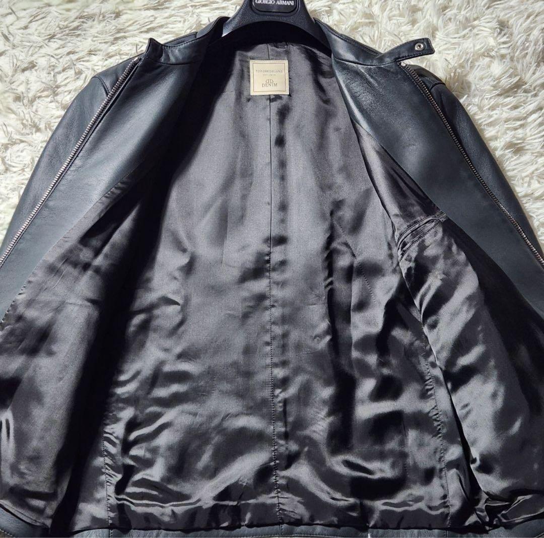 ［美品］DENIM×TOMORROWLAND ライダースジャケット 羊革