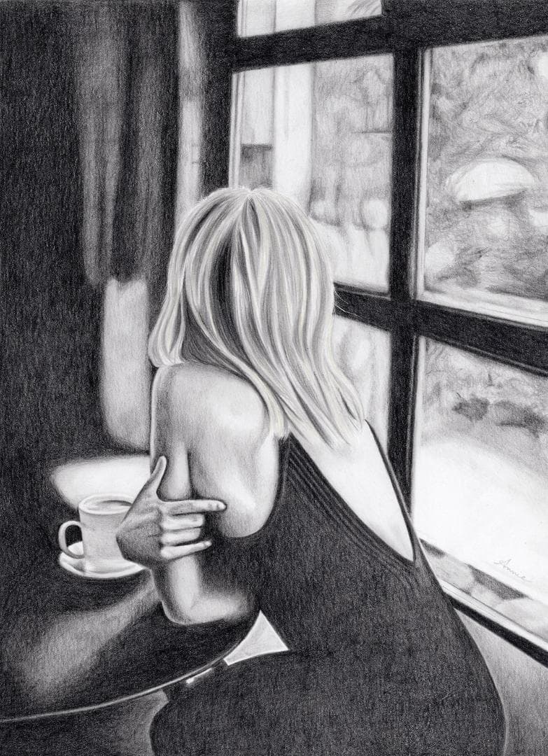 鉛筆画「One summer morning」　B5大サイズ