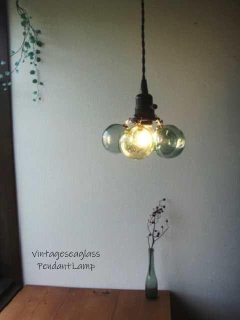 もちゃシーリングカバーつき浮雲ラムネヴィンテージガラスペンダントランプ