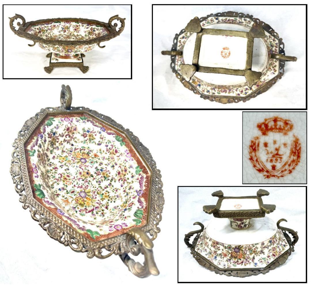 WL 1895 ウォン・リー磁器 ブロンズ 豪華な大きなボウル WWTT372