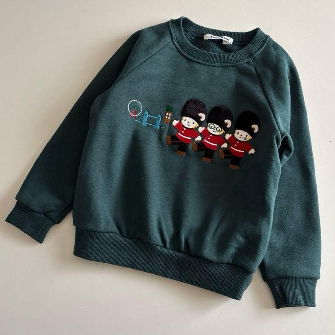 ファミリア　長袖　トレーナー　ファミちゃん　兵隊　肘　チェック　男の子　秋　冬