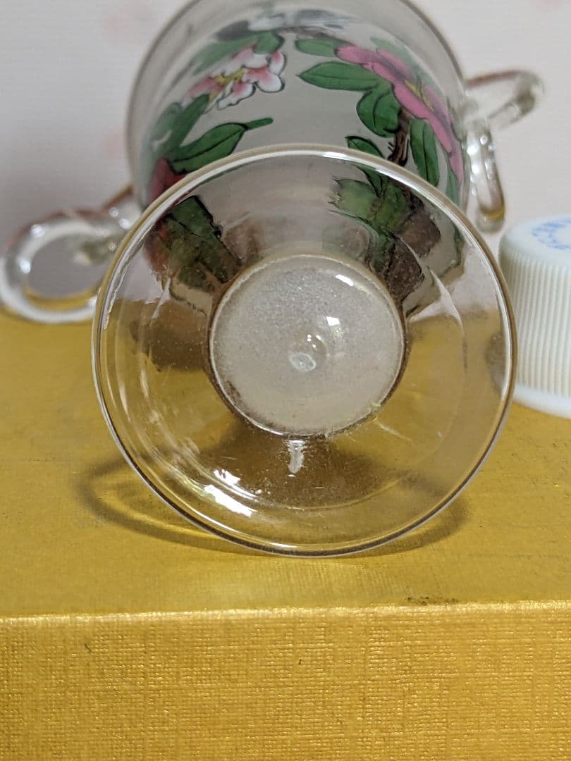 ♦中国 ガラス絵 花鳥図 自在遊環 双耳 鼻煙壺 古玩 置物飾り骨董品 レア物