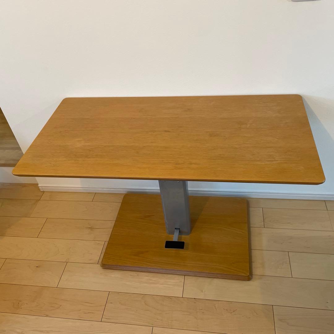 ディノス　移動がしやすいキャスター付き昇降テーブル　ナチュラル