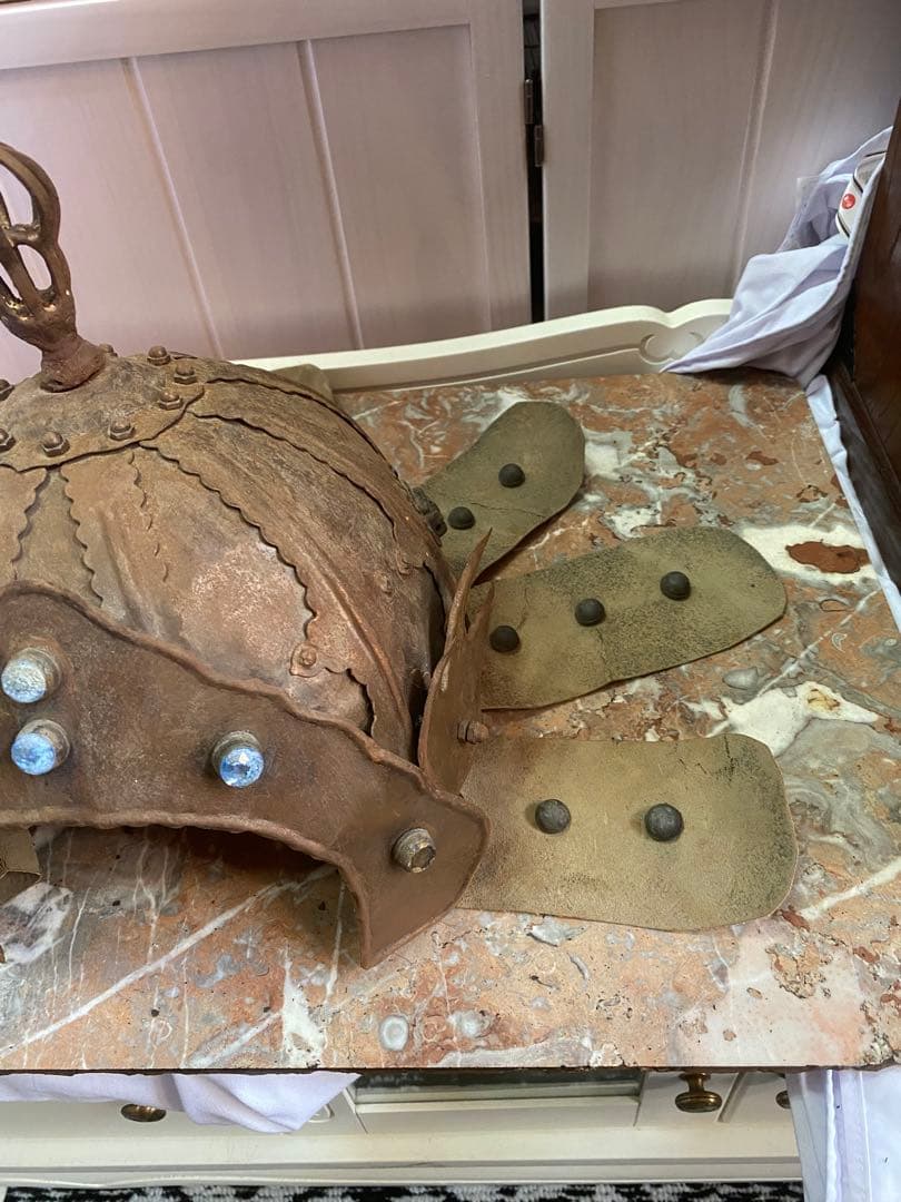 鳳羽兜♦️入手困難 中国歴史アンティーク 獅子型金具 中国武具２点セット♦️送料込