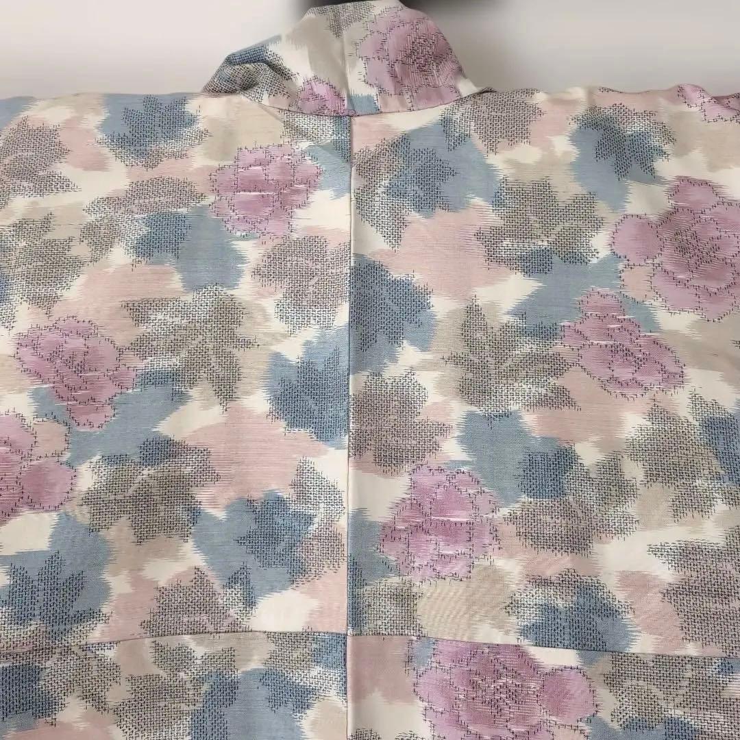 【三花】未使用品　十日町紬　袷　正絹　美品　アンティーク　着物　リユース