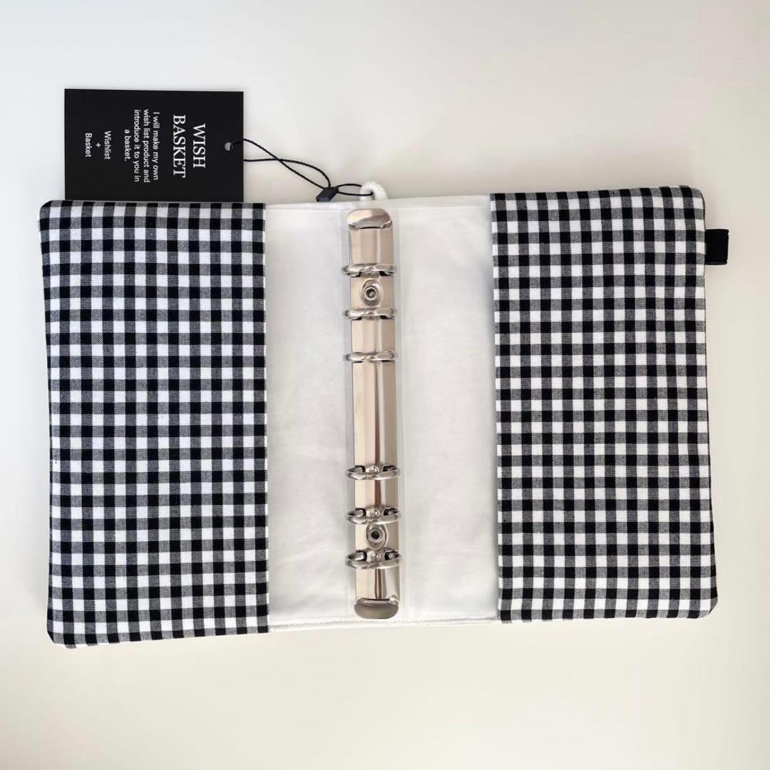 早い者勝ち　韓国　バインダー　カバー　貯金　現金管理　シルバー　黒　チェック