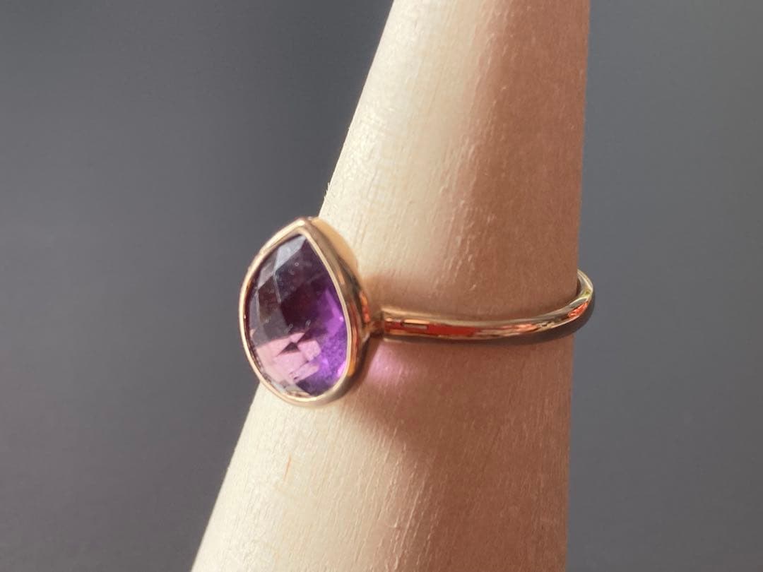 ネ*コ様 TAKANO ティアドロップリング　K18ピンクゴールド　アメジスト