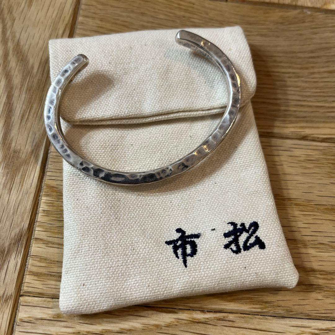 市松 ブレスレット バングル シルバー 3面打ちバングル