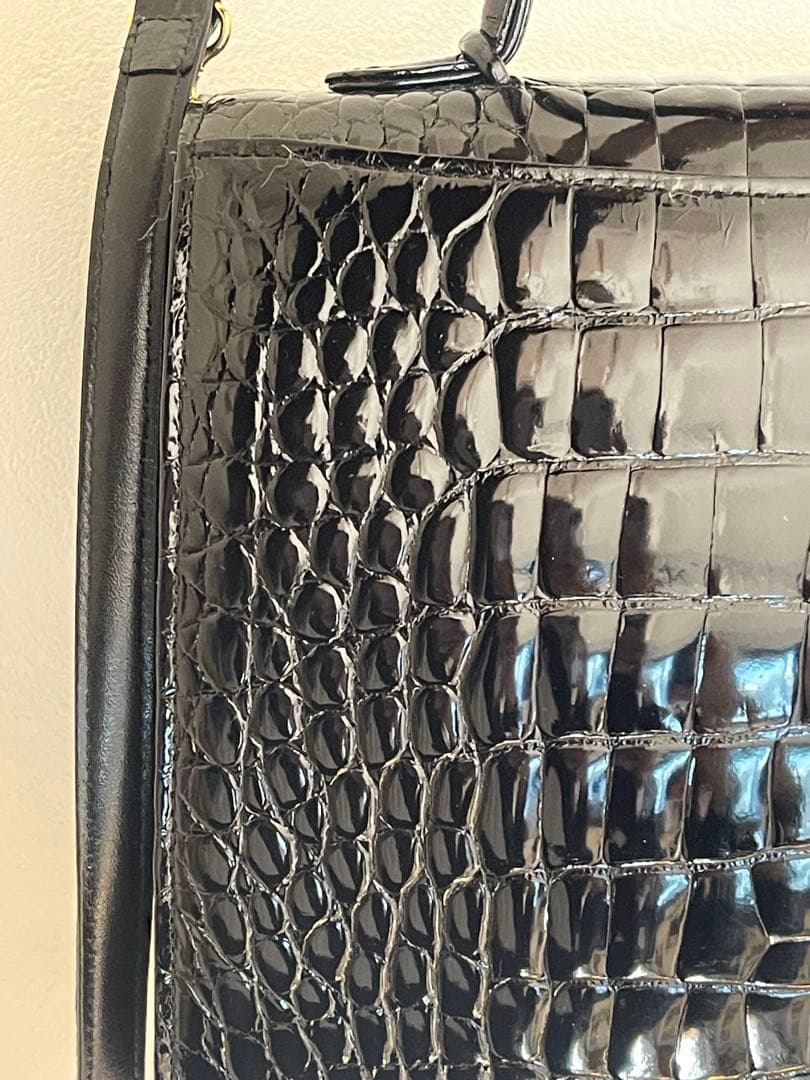 専用　JRA 最高峰 ポロサス クロコダイル 2WAY ハンドバッグ　ブラック