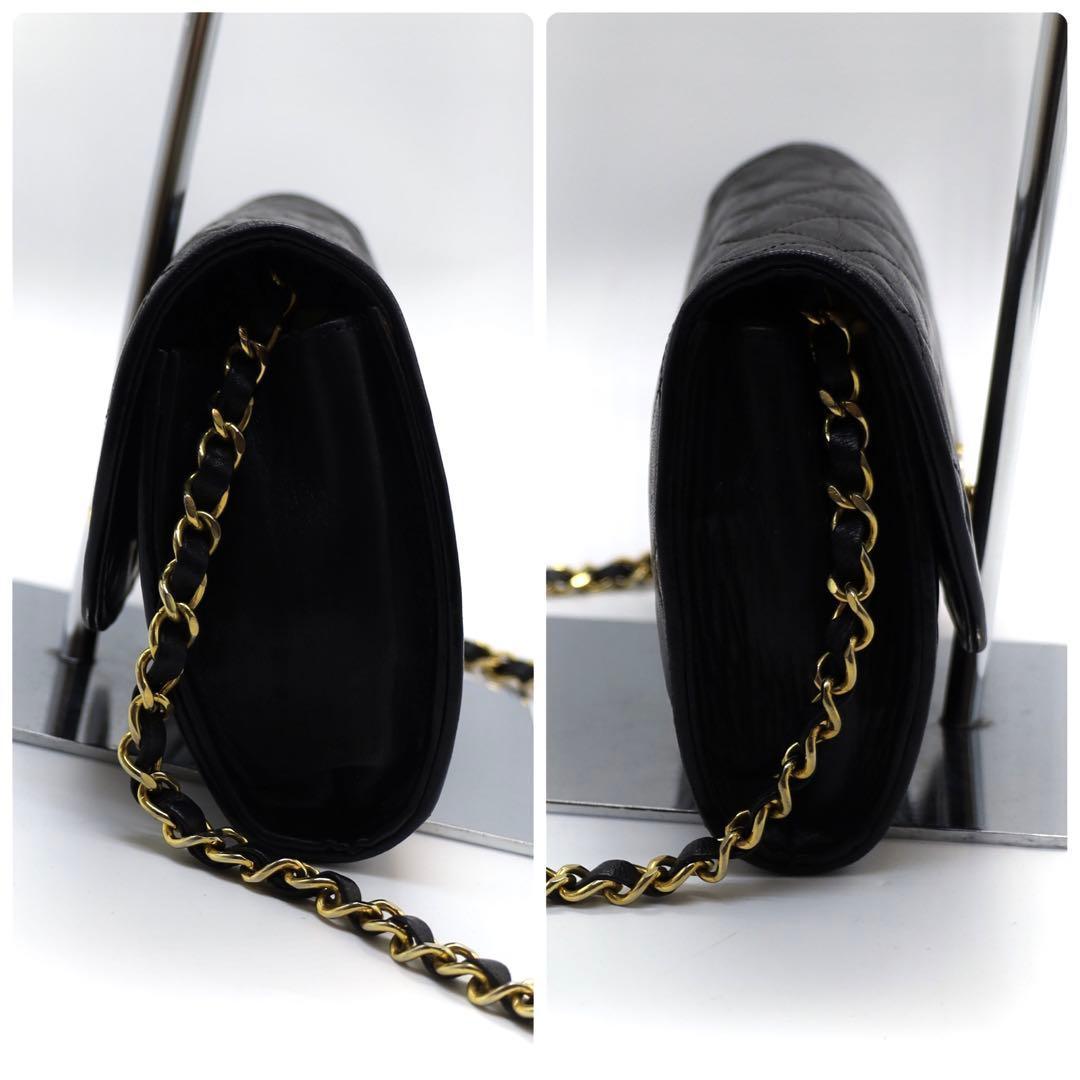 【超美品】　シャネル　マトラッセ　チェーン　ショルダーバッグ　ラムスキン　黒