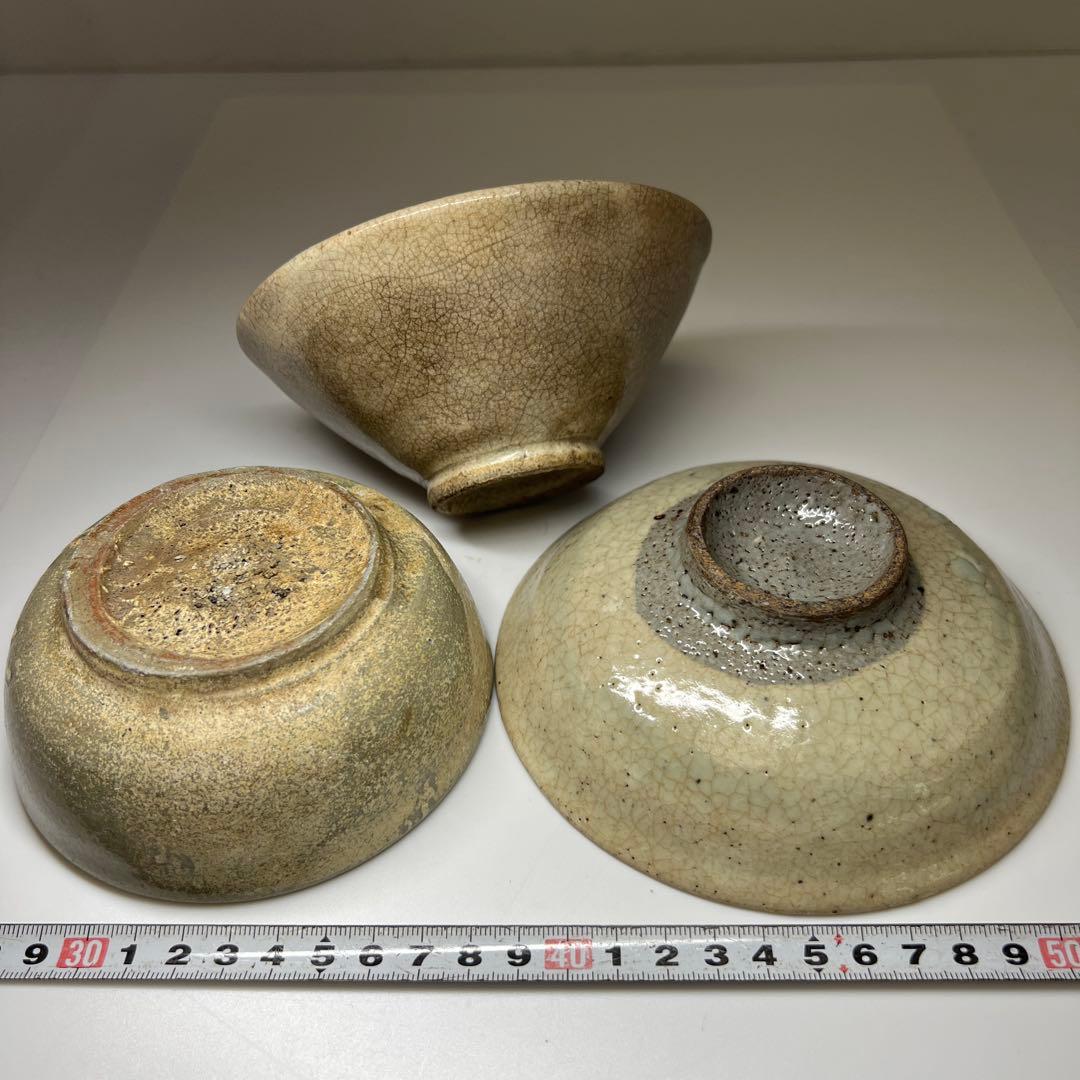 16~19世紀　高麗青磁皿、茶碗3客　東Y7-0806① トヒコ
