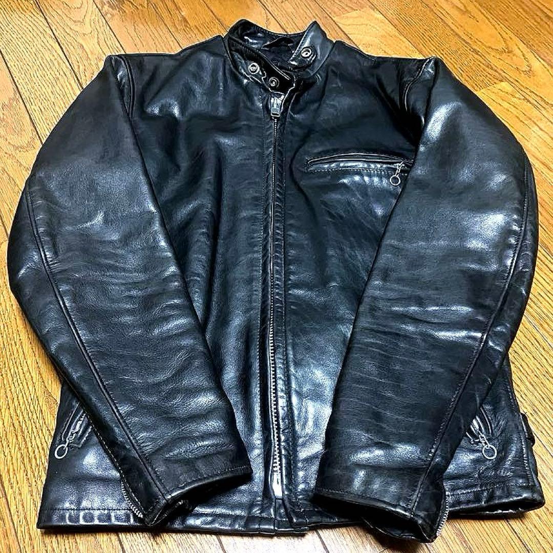 ボアライナー付 schott ショット 141 立襟黒革シングルライダース 34