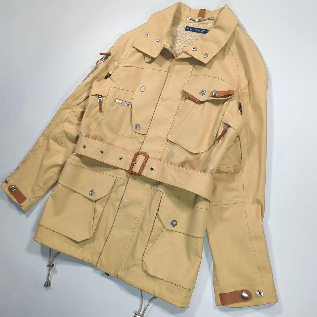 美品.ラルフローレン サファリジャケット 牛革レザー ベージュ ベルト付き