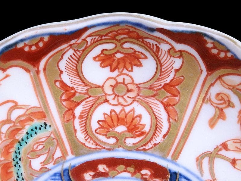 古伊万里 金襴手　鳳凰に龍の図　4寸皿　４枚　D43AS-fbuy5