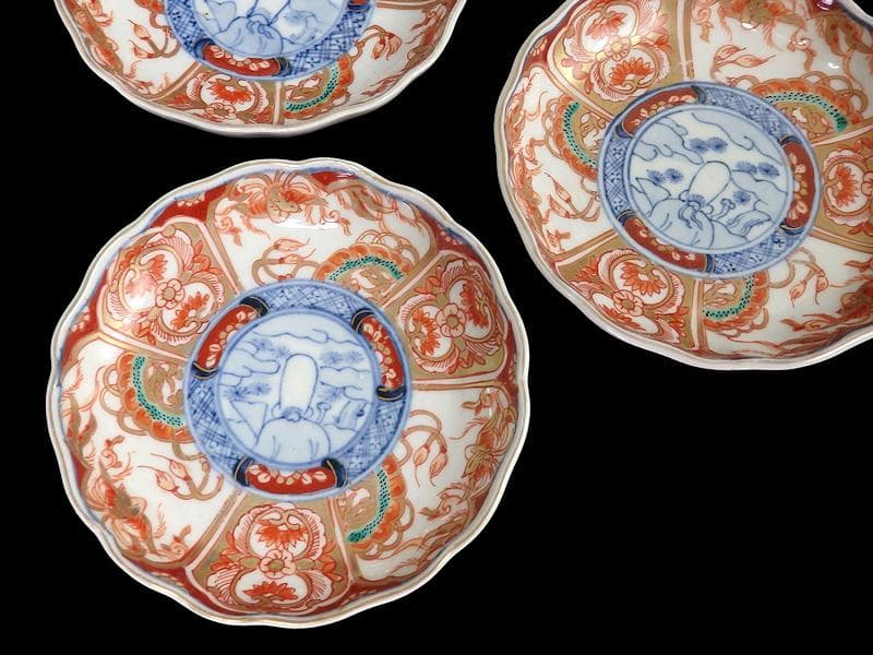 古伊万里 金襴手　鳳凰に龍の図　4寸皿　４枚　D43AS-fbuy5