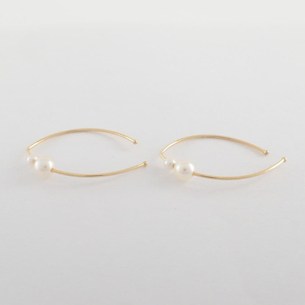 MIZUKI ミズキ　 K14YG 2Pパール バナナフープピアス　エブール