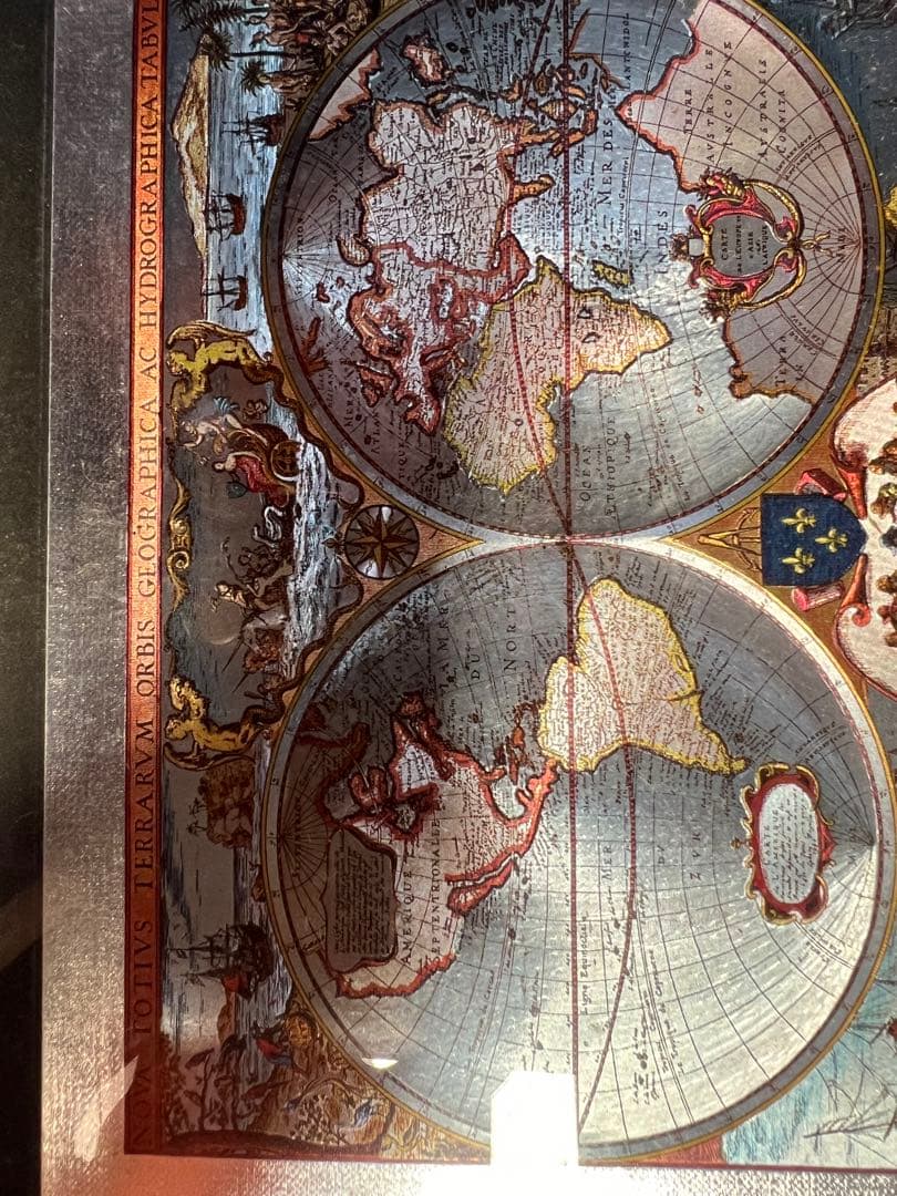 アンティーク風額装世界地図 レプリカ｜クラシックなデザインでインテリアに最適