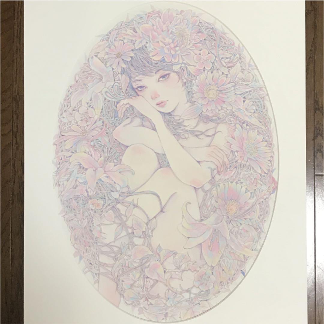 ★木村智博「密かに」アクリルガッシュ 色鉛筆 鉛筆　マット付き