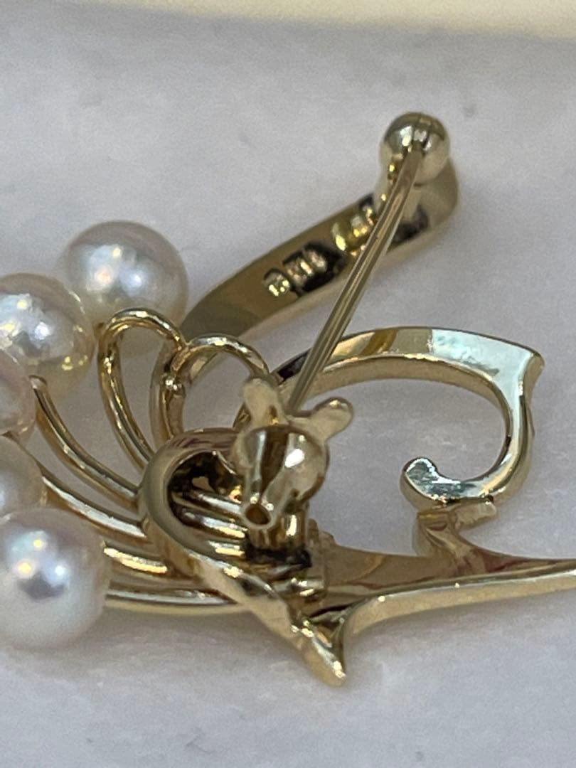 ミキモトMIKIMOTO パール K14 ゴールド　ブローチ