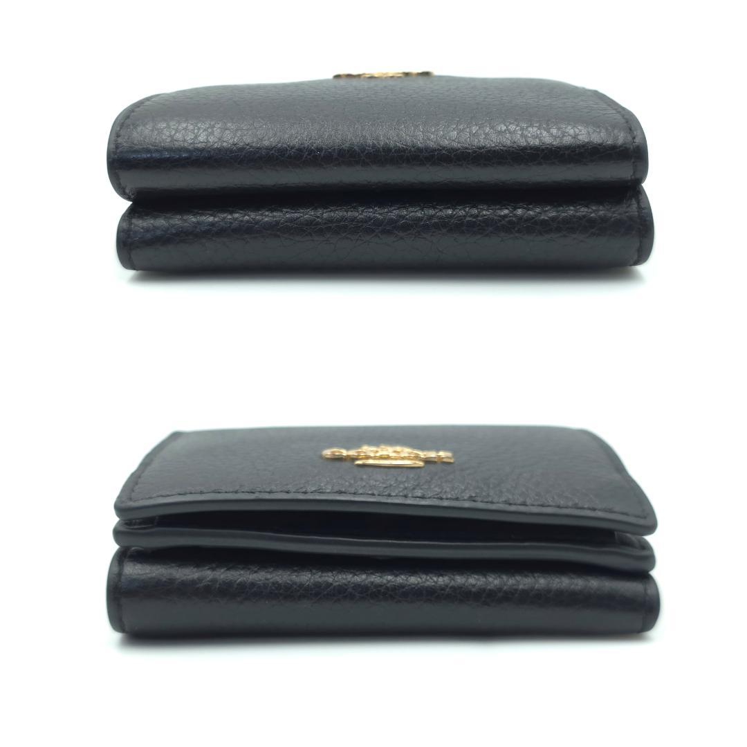 未使用級 COACH コーチ Wホック 三つ折り財布 レディース ブラック レザ