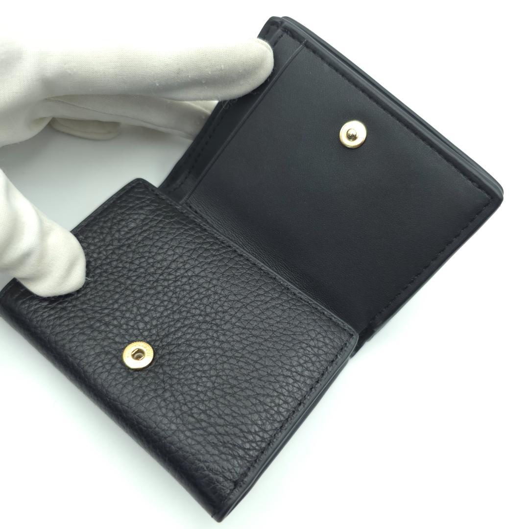 未使用級 COACH コーチ Wホック 三つ折り財布 レディース ブラック レザ