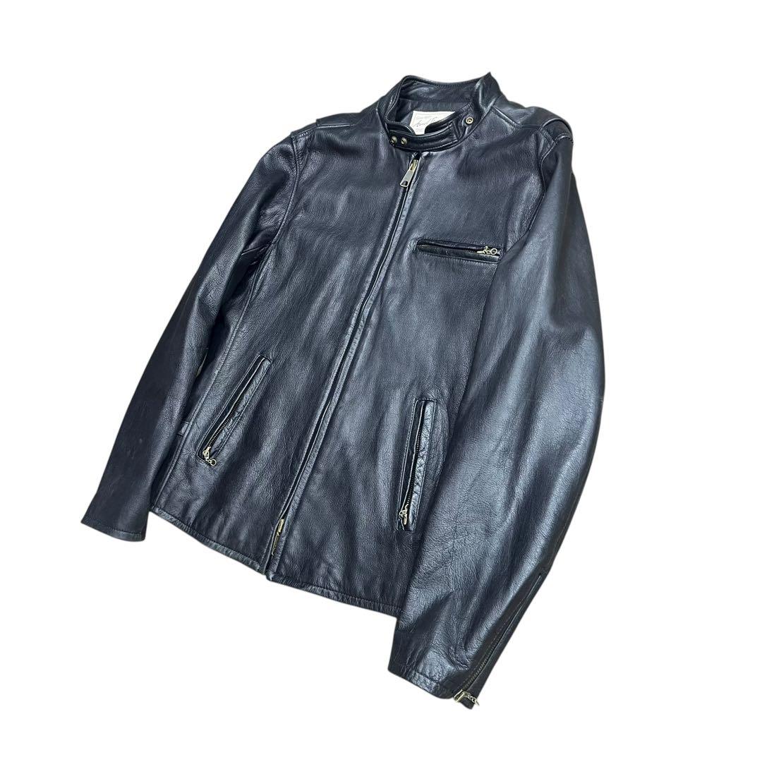 AVIREX ゴート レザー シングル ライダース ジャケット ブラック 44