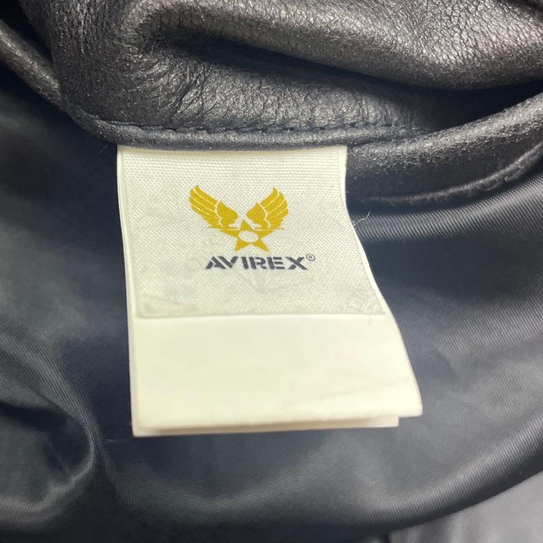 AVIREX ゴート レザー シングル ライダース ジャケット ブラック 44