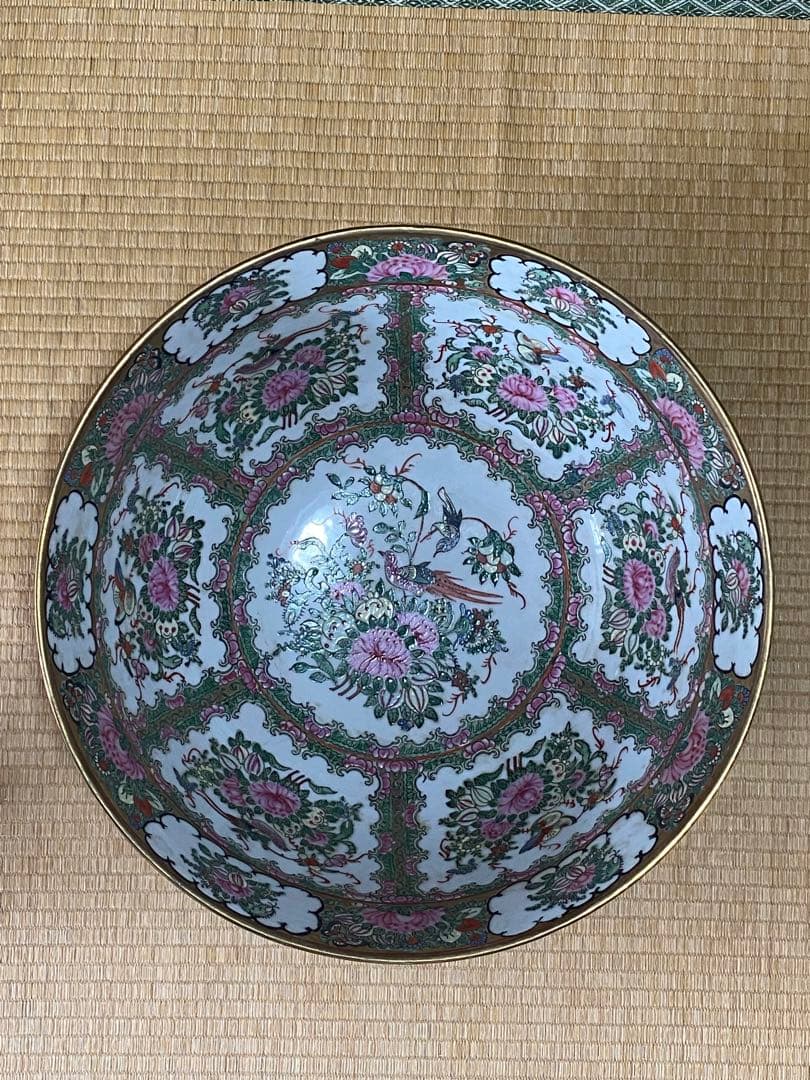 ♦️中国古陶磁 民国時代 大清道光年製 粉彩 吉祥花鳥図大鉢 景徳鎮窯 古美術