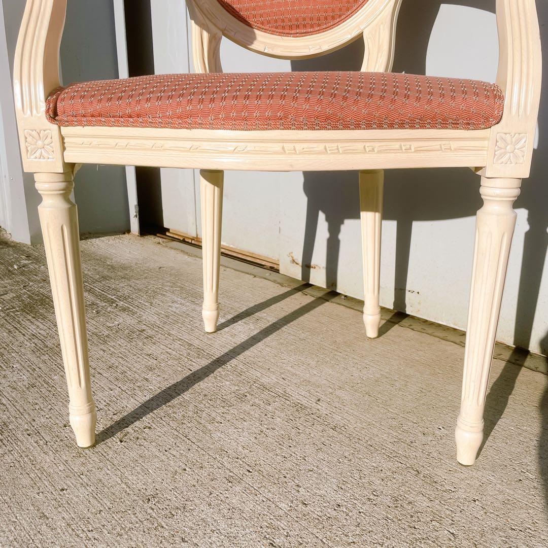 【美品②】ルイ16世様式 フランス華麗チェック織物張 メダリオンアームチェア