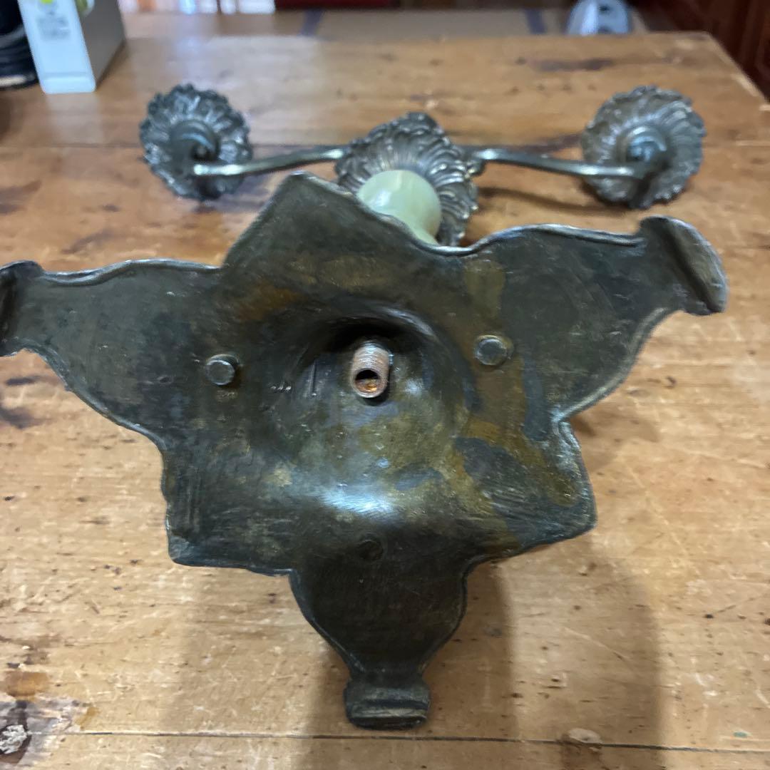 フランス/アンティーク/キャンドルホルダー瑪瑙石/真鍮