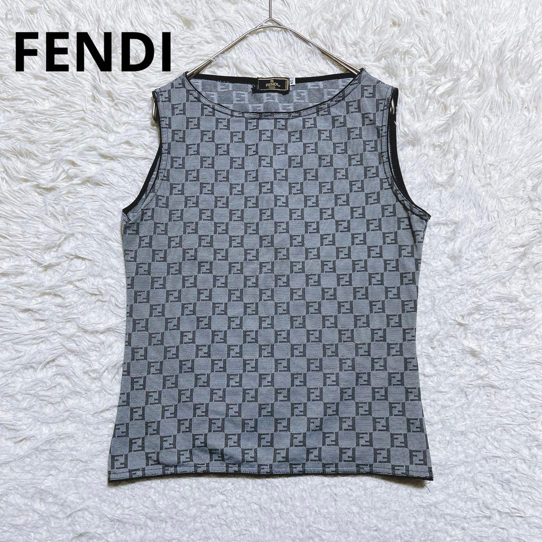 希少⭐️フェンディ　タンクトップ　ズッカ柄　総柄　ノースリーブ　イタリア製　夏