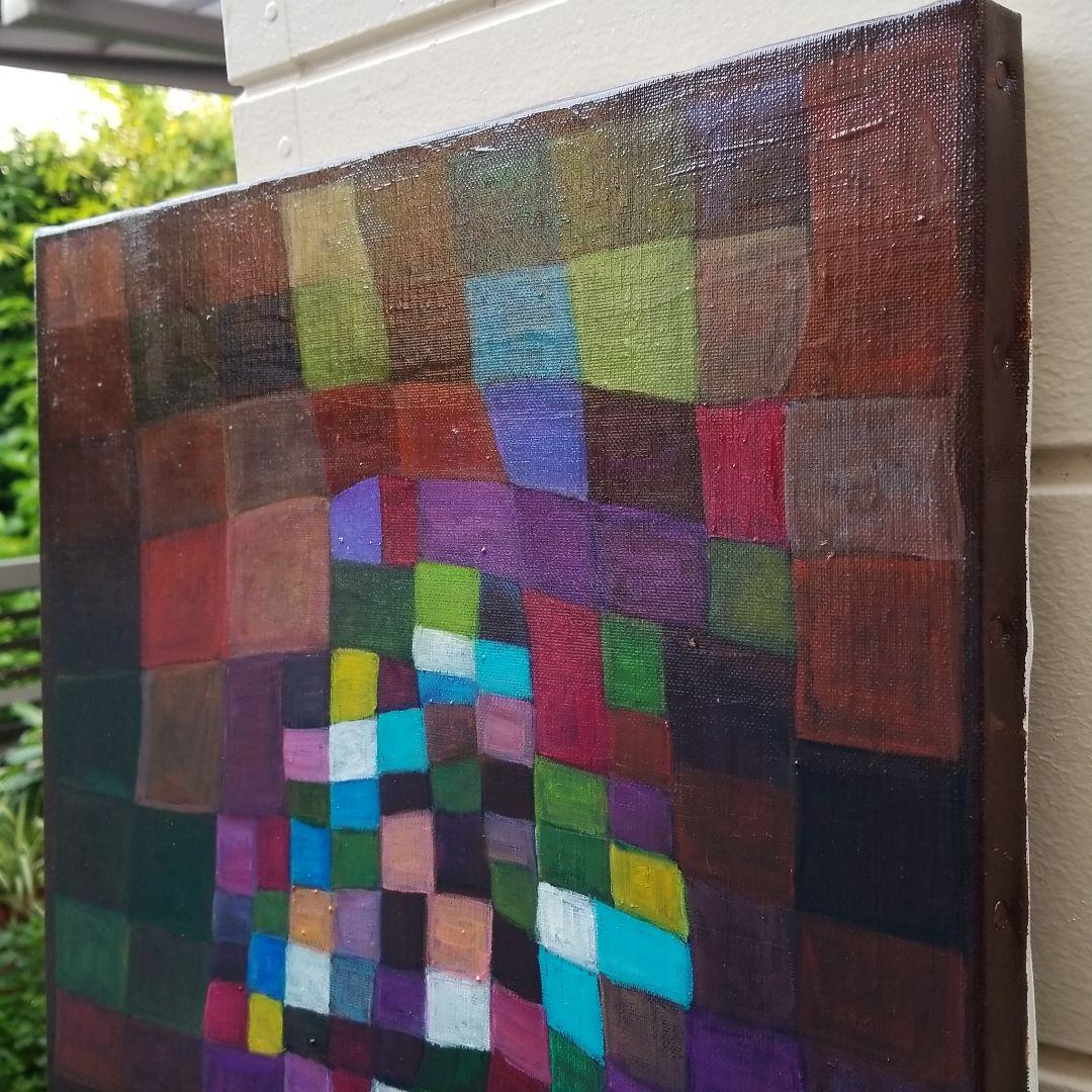 キャンバス油絵　専用　開花　パウルクレー風　飽きのこない抽象画　大きめキャンバス