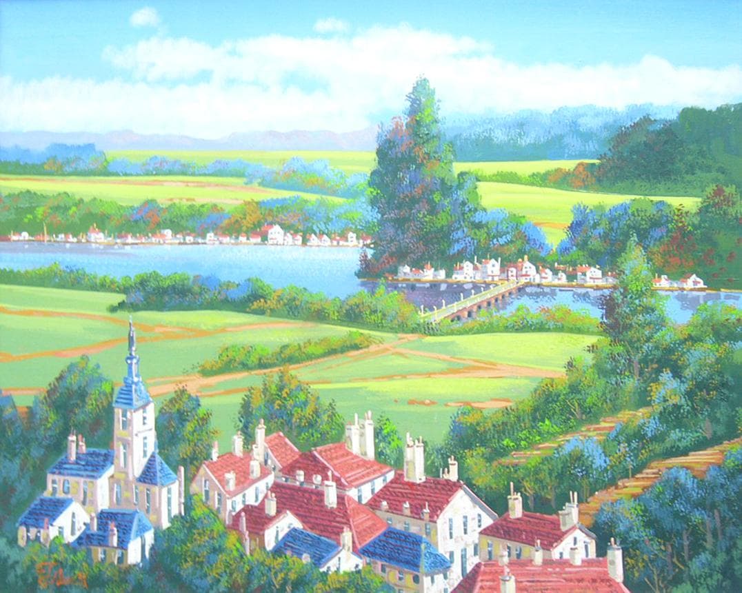 絵画 油絵 竹内敏彦 肉筆油絵 ドナウの流れ F20