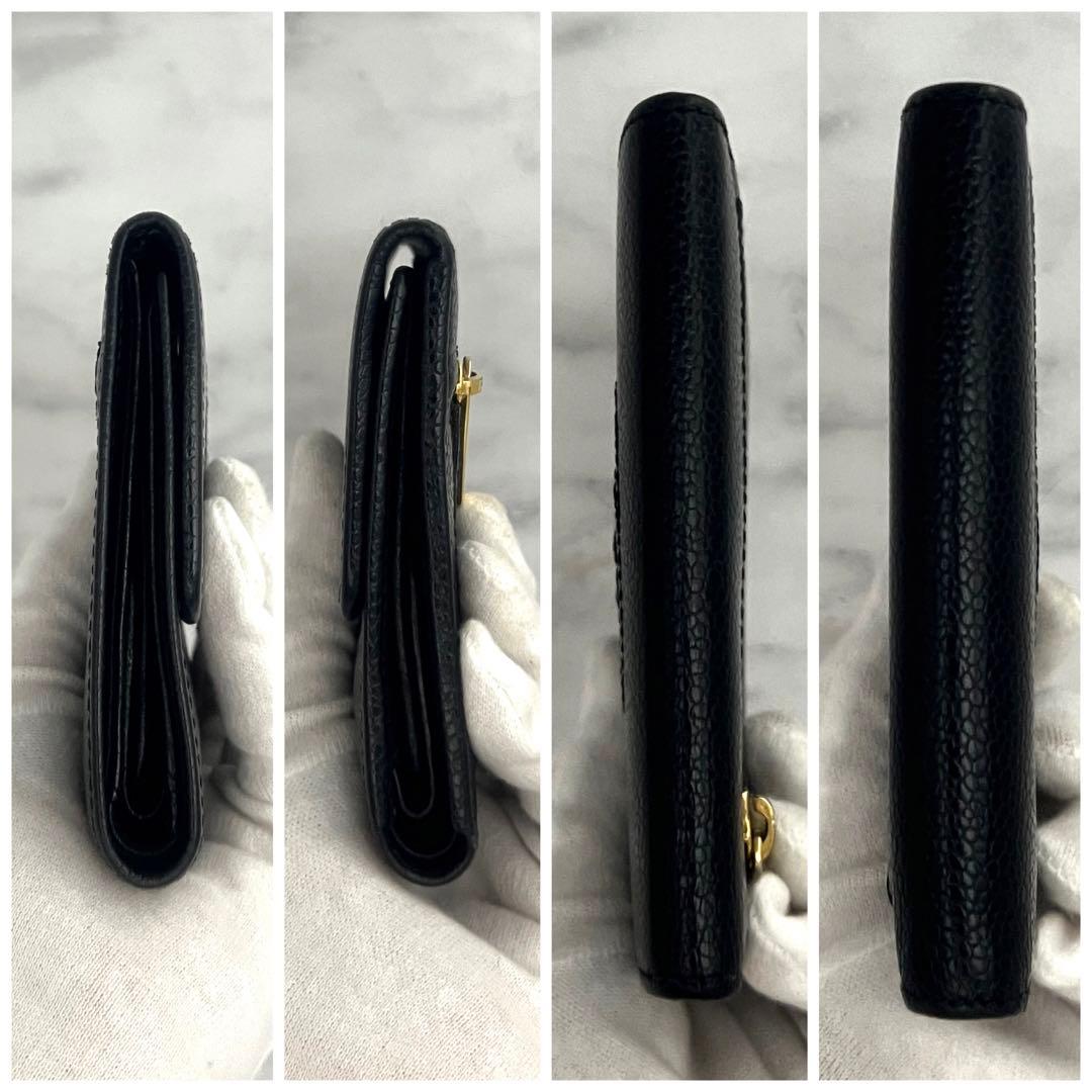 【見栄え最高❤️大赤字の最終限界価格✳️】シャネル キャビアスキン 折財布 黒