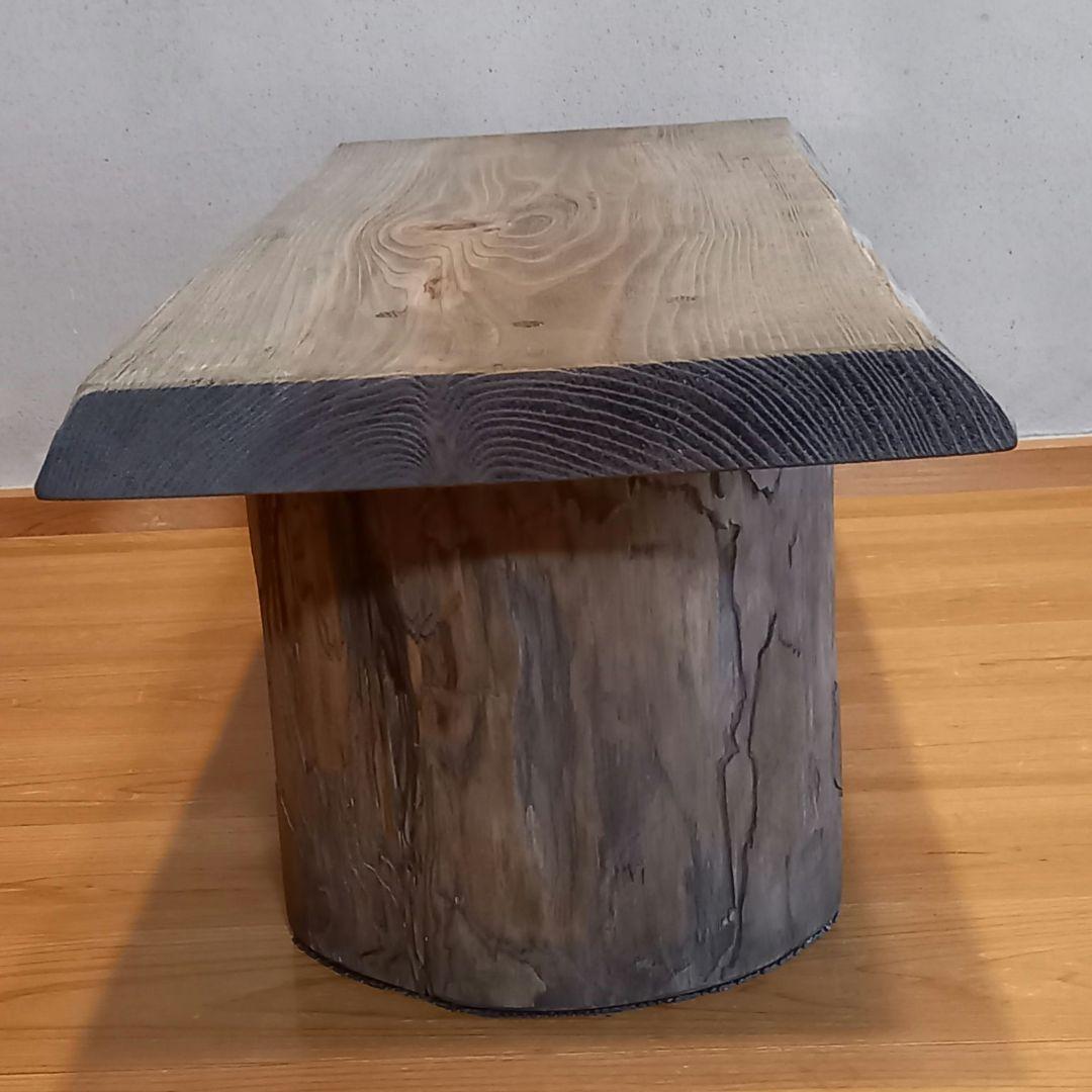 一点モノ　杉古材屋根材、梁使用リメイク品　スツールベンチハーフログ