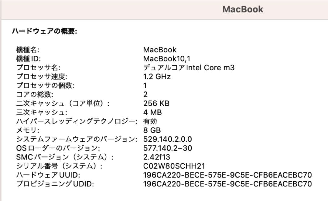 MacBook 12インチ 2017 m3 8GB 265GB スペースグレイ