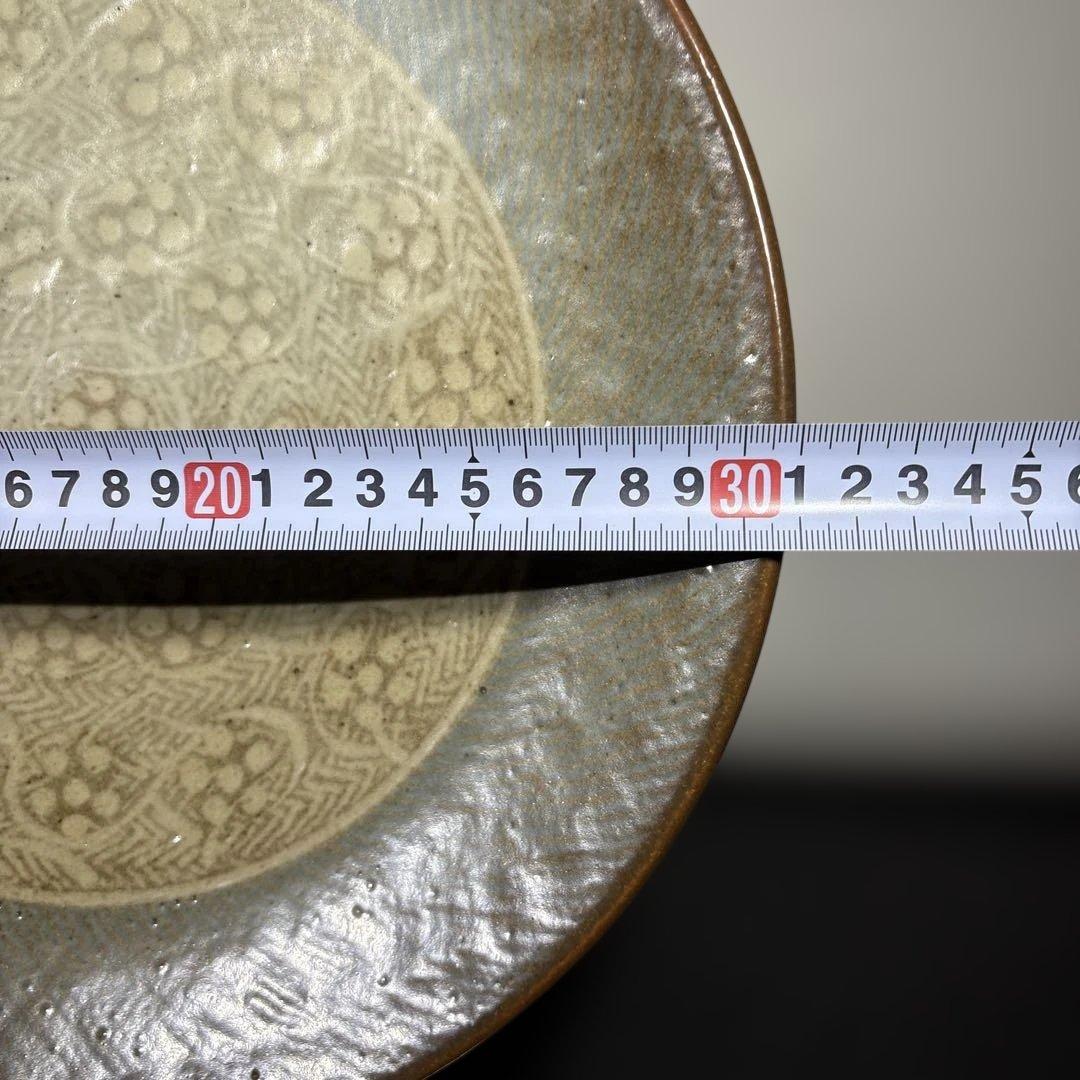 真作　人間国宝　島岡達三　象嵌皿　大皿　経約31センチ