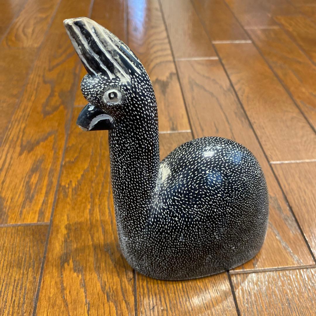 陶器製 鳥の形のオブジェ 約20cm