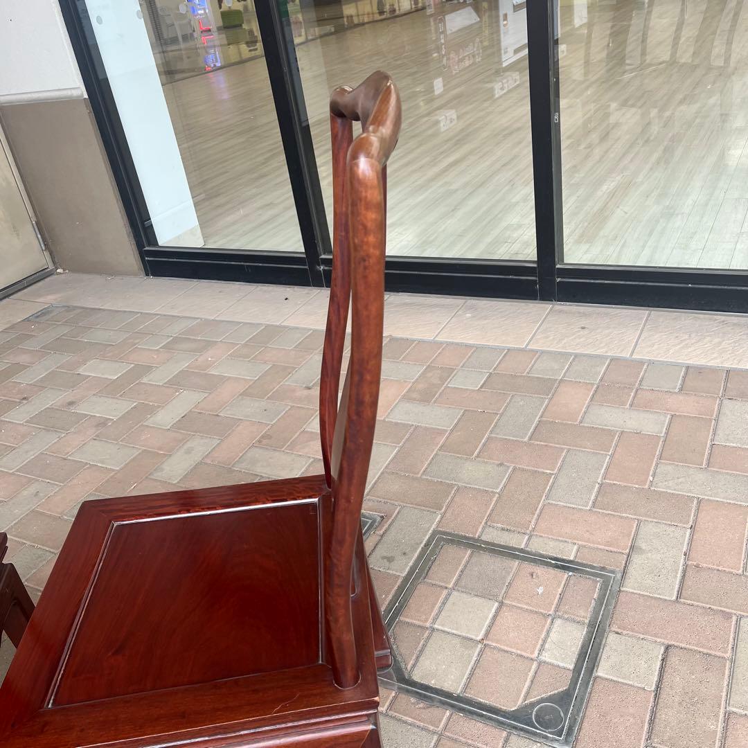 ②唐木家具 ダイニングチェア 食卓椅子 アームチェア 花梨材 馬蹄脚